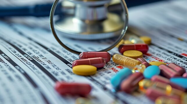 Detailed illustration of a toxicology report on a new medication assessing side effects and safety in pharmaceutical development