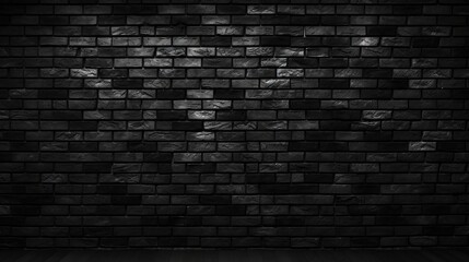 Abstract Black brick wall texture for pattern background. In the style of multiple filter effect, shaped canvas, light black, ceramic, dark tones, - obrazy, fototapety, plakaty