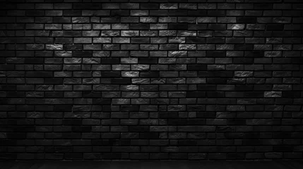 Foto op Plexiglas Abstract Black brick wall texture for pattern background. In the style of multiple filter effect, shaped canvas, light black, ceramic, dark tones, © meta