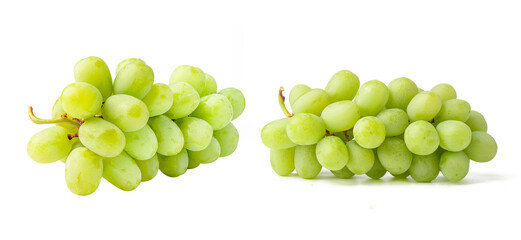 Grape with leaf isolated on white background.