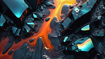 fiery abstract fluid art