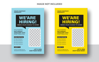  hiring Job poster Recruitment advertising template. Recruitment Poster, Job hiring poster, social media, banner, flyer.