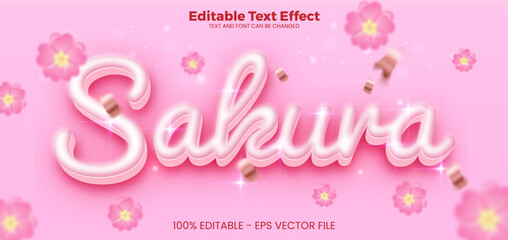 Sakura editable text effect in modern trend style