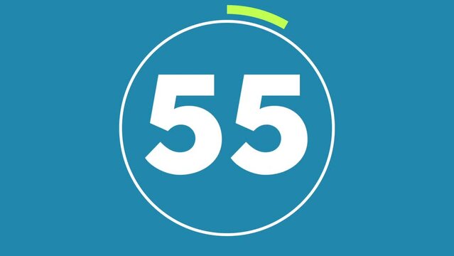 One minute Countdown Clock from 60 seconds to 0 seconds