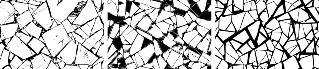 shattered glass pattern texture vector illustration silhouette laser cutting engraving black and white shape - obrazy, fototapety, plakaty