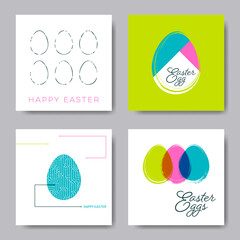 Vector happy easter square banners with eggs