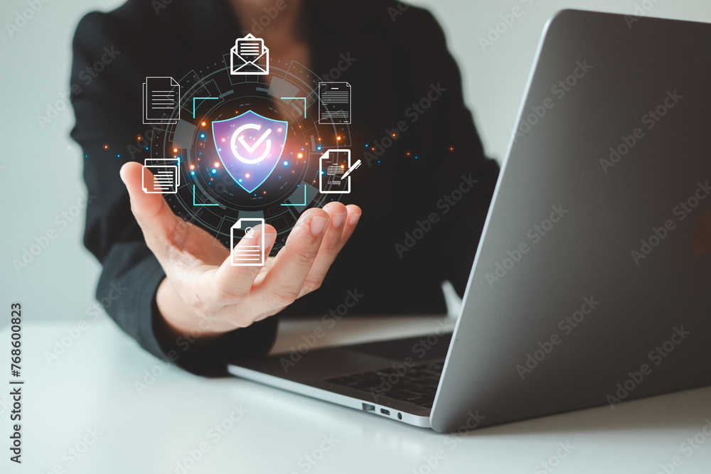 Poster cybersecurity concept, user privacy security and encryption, secure internet access future technolog
