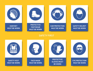 Vector health and safety sign label set