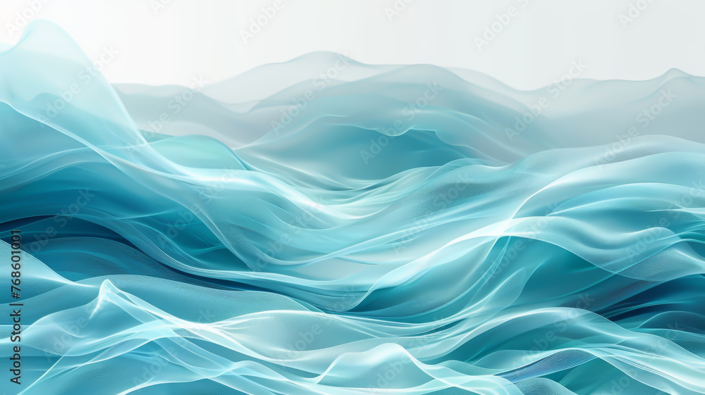 Poster a tranquil abstract background with soft blue flowing waves, conveying a sense of calmness and seren