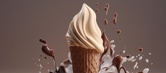 splash of vanilla chocolate milk ice cream cone 3