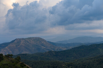 Troodos mountains in Cyprus, close to Mount Olympus, popular for area for tourists, hikes, and quads