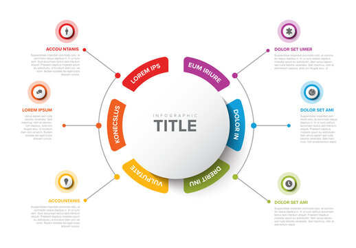 Colorful Circular Infographic Design Template with six element and title in the middle