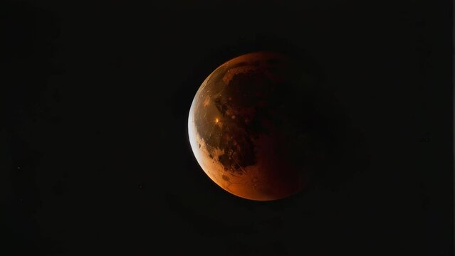 A vivid depiction of a lunar eclipse, showcasing the moon in a dark, celestial space, capturing the essence of cosmic majesty and astronomical events.
