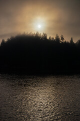 Mist Over the Puget Sound at Sunrise in Washington State