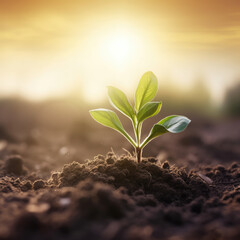 A new seedling emerges, bathed in the warm glow of a sunrise.