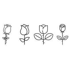 Rose icon vector set. Flower illustration sign. Garden symbol or logo.