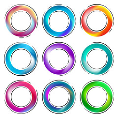 Creative colourful web buttons set on white