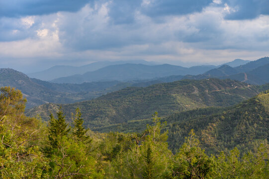 Troodos mountains Cyprus, aerial drone photo, picturesque place for hiking and cycling. natural beauty, 2