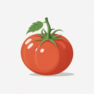 flat painting of red tomato isolated on white background
