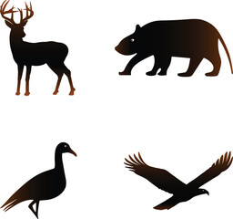 set of silhouettes of animals