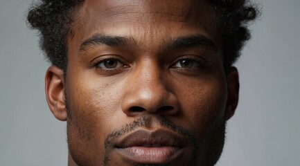 Obraz premium Attractive handsome black man in studio background, posing for beauty product