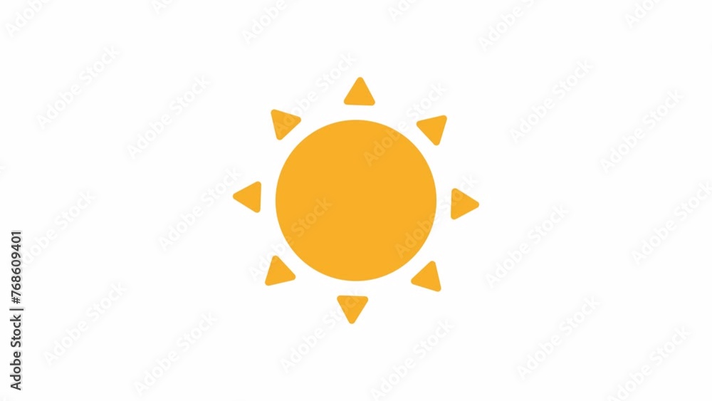 Aufkleber rotating sun with rays 2d object animation. bright sunshine. turning sun disk flat cartoon 4k video,