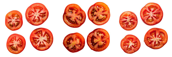 Set of a photo of slice of tomatoes on a transparent background