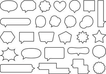 Fototapeta premium シンプルな線の吹き出しセット