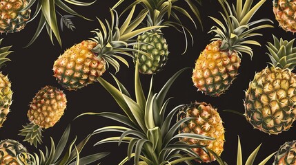 Yellow ripe pineapple background