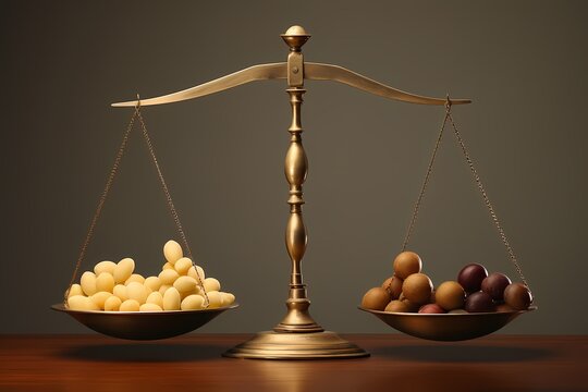 Stock values delicately poised on the fulcrum of the balance scale, creating a stunning visual representation of market equilibrium.