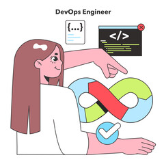 A DevOps Engineer integrates development and operations, illustrating the seamless synergy between coding and system management in IT.