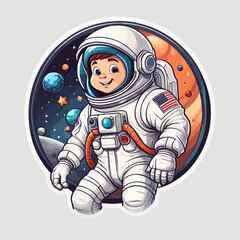 astronaut cartoon Logo Design Very Cool