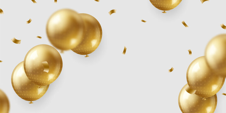 3D golden balloon design background beautiful illustration banner template vector