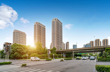 The skyscrapers in the financial district, Wuhan, Hubei, China. - 768614010