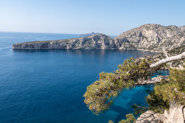 Naklejka premium The Calanques National Park, near Marseille in the south of France. Magnificent landscapes, calanques with turquoise waters, a heaven place for summer