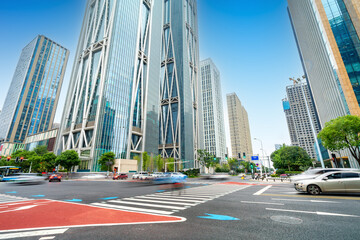 The city's tall buildings and high-speed cars, the urban landscape of Changsha, China. - 768614642