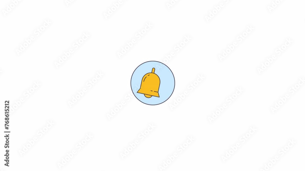 Aufkleber ringing bell line 2d object animation. event notification sign. attracting attention flat color cart