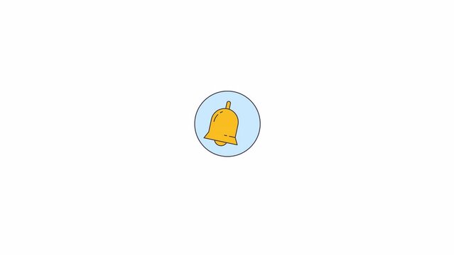 Ringing bell line 2D object animation. Event notification sign. Attracting attention flat color cartoon 4K video, alpha channel. Sound making equipment animated item on white background