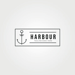 anchor harbour typography logo vector vintage illustration design
