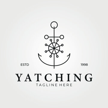 anchor linear logo vector vintage illustration design