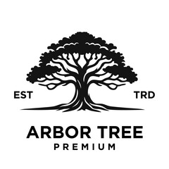 Fototapeta premium old Arbor tree logo mark design. Organic nature icon. Natural plant emblem. Tree of life symbol.