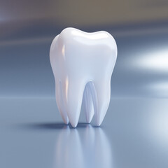 3d tooth isolated on metallic background. Render. 3d render. Dentistry, medicine concept. 3D rendering, ui, ux. Teeth. Health	