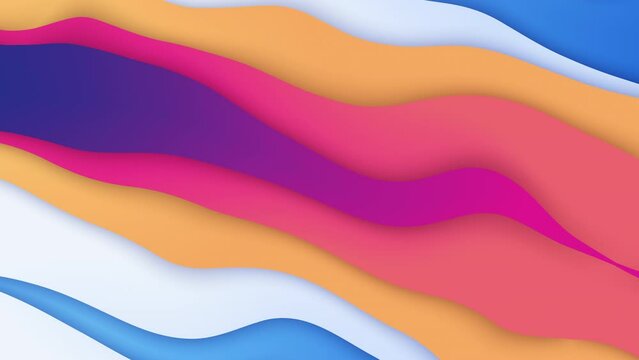Live wallpaper animation from wavy shapes filled colorful gradient, 4K abstract animated background