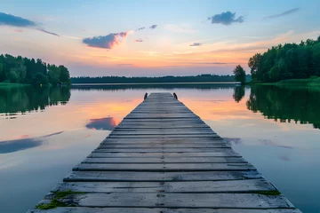 Zelfklevend Fotobehang sunset on the lake © Natural beauty 