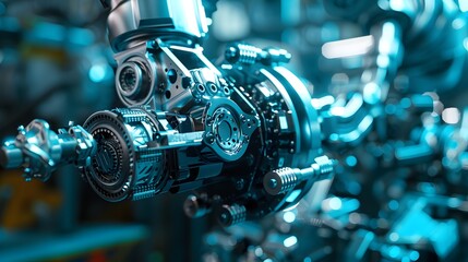 Mechanical Engine in Industrial Factory High Definition Detailing and Futuristic Design
