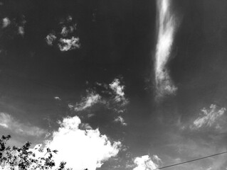 Black and white photo of the sky