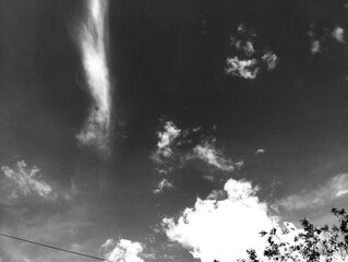 Black and white photo of the sky