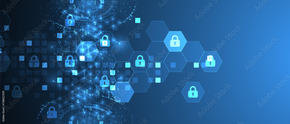 Aufkleber technological background with isometric ornament. digital security, information protection. lock ico
