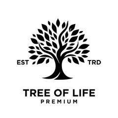 Obraz premium black tree of life icon logo on white background