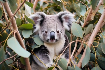 Koala fur in the eucalyptus trees, creating a seamless pattern in the Australian bush
